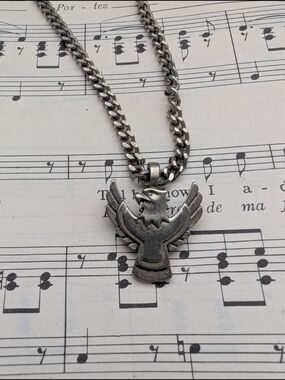 Silver Eagle Pendant Necklace - Silver Tone